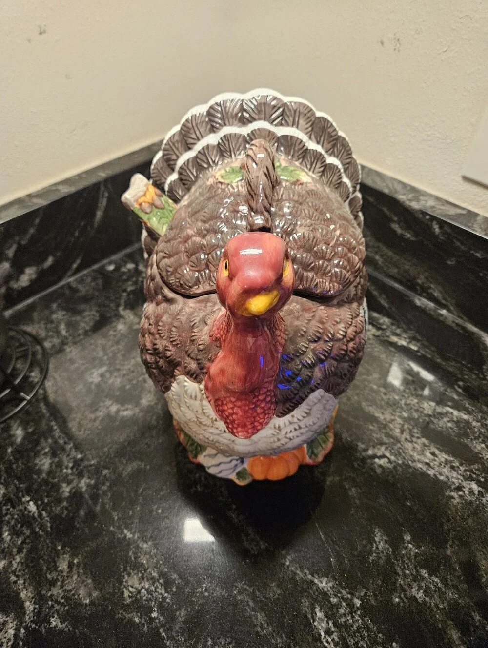 Vintage Ceramic Turkey Soup Tureen Matching Acorn Ladle Excellent Condition,